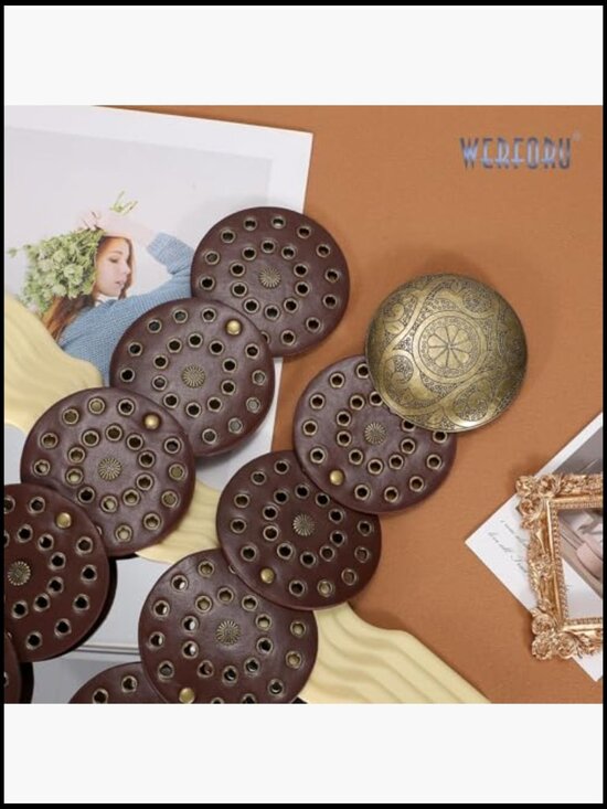 Vintage PU Leather Western Disc Buckle Waist Belt Boho main image 5